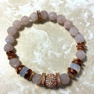 Hillberg & Berk rose gold with gemstone bead bracelet in excellent condition